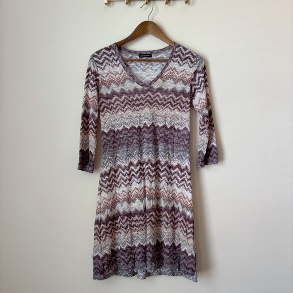 David Cline Missoni Chevron Crushed Dress Small V Neck - Picture 1 of 6